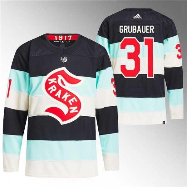 Men%27s Seattle Kraken #31 Philipp Grubauer Deep Sea Blue 2024 Winter Classic Primegreen Stitched Jersey Dzhi